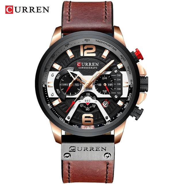 Military Leather Chronograph Wristwatch AMSshop