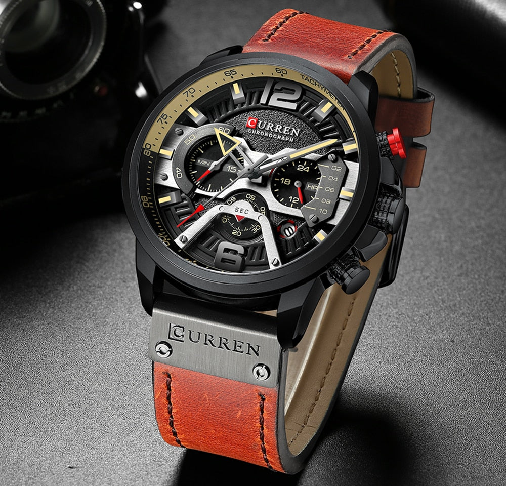 Military Leather Chronograph Wristwatch AMSshop