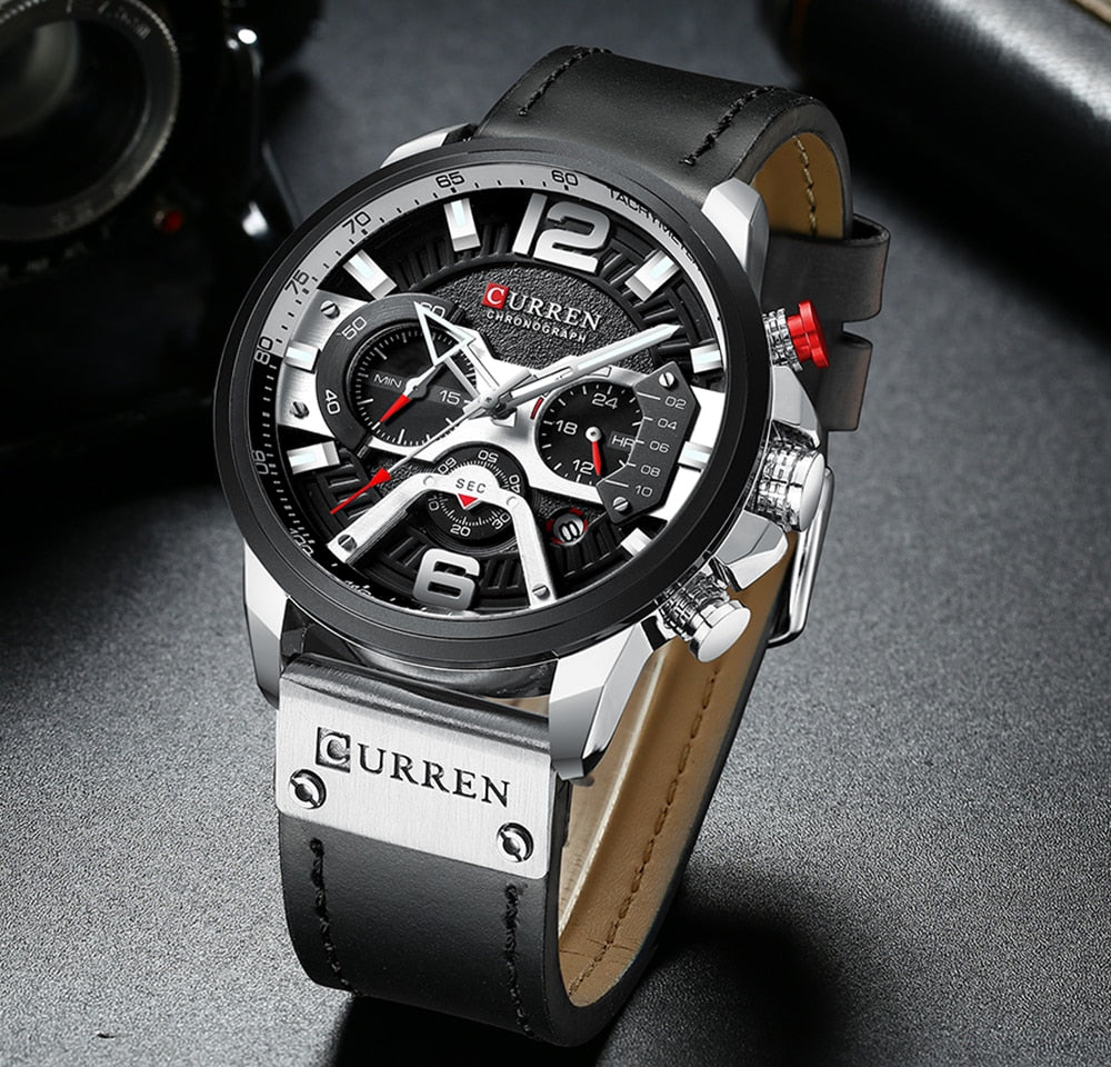 Military Leather Chronograph Wristwatch AMSshop