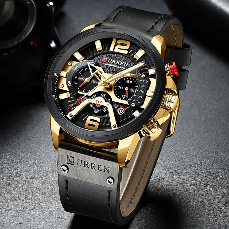Military Leather Chronograph Wristwatch AMSshop