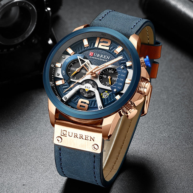 Military Leather Chronograph Wristwatch AMSshop