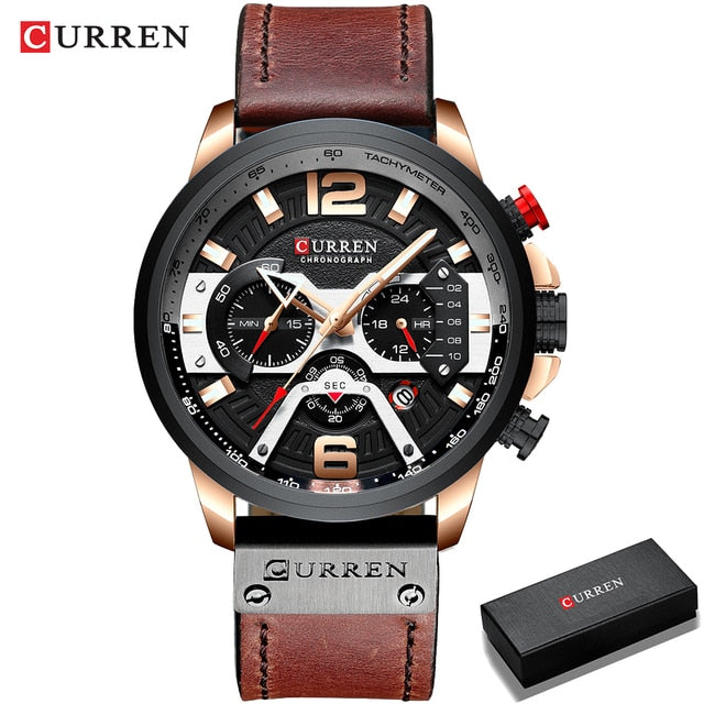 Military Leather Chronograph Wristwatch AMSshop